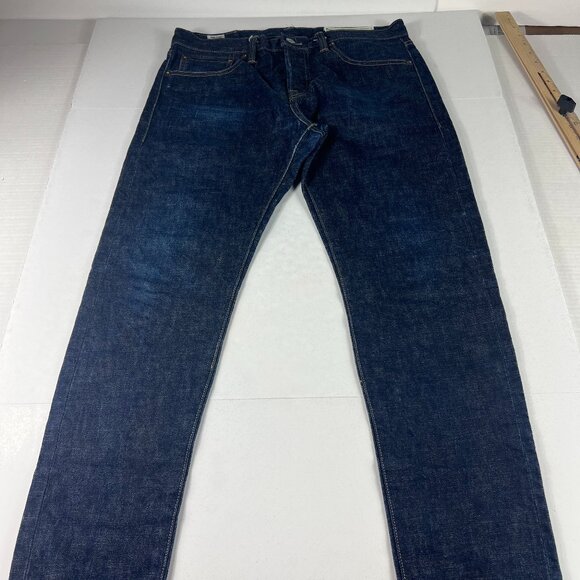 Rouge Territory Selvedge Jean Men Measured 33x30 Skinny Dark Blue 6 Pocket Denim - Picture 1 of 16